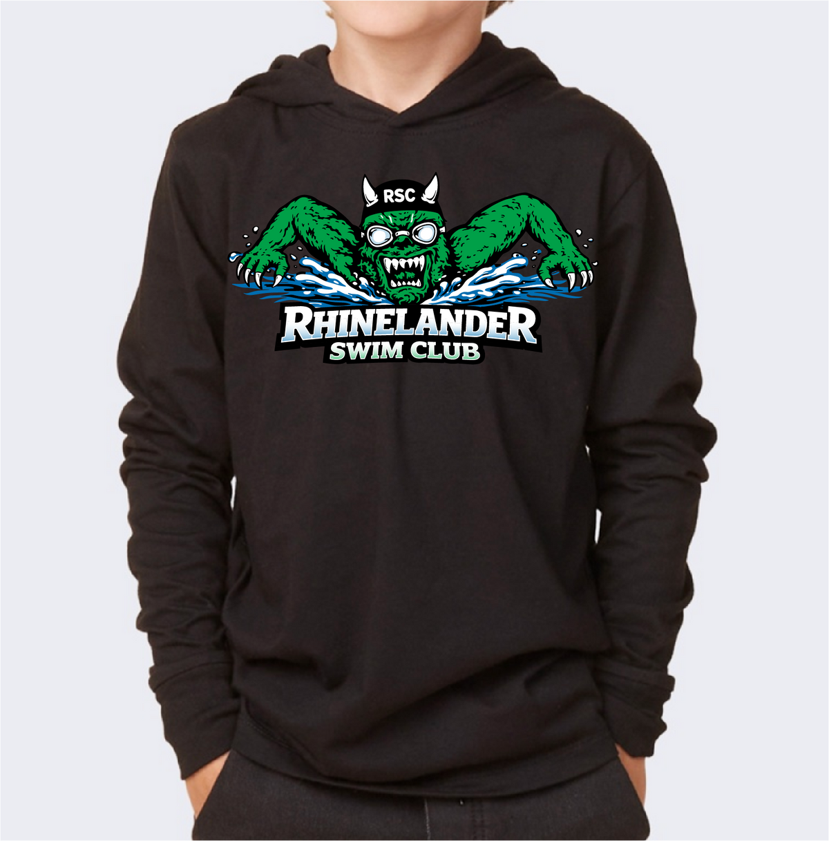 Hooded Tee Shirt Youth - Swim Club Logo