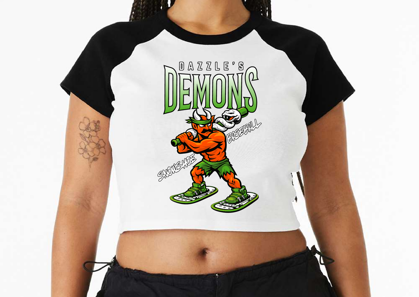 Women's Micro Rib Raglan Baby Tee - Dazzle's Batter Logo
