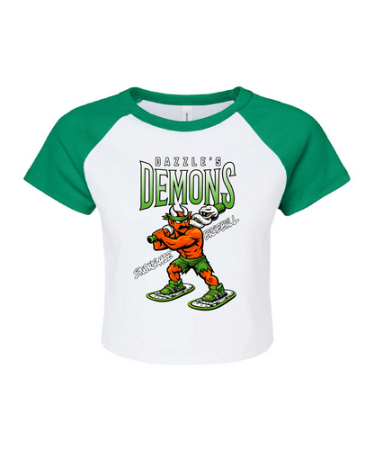 Women's Micro Rib Raglan Baby Tee - Dazzle's Batter Logo