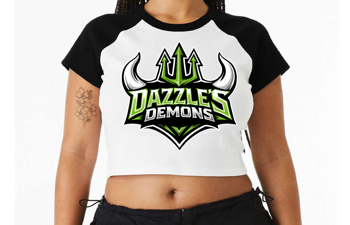 Women's Micro Rib Raglan Baby Tee - Dazzle's Team Logo