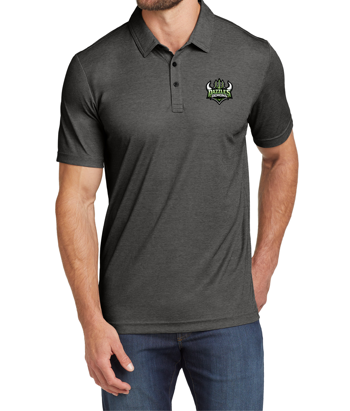 TravisMathew Oceanside Heather Polo with Dazzle's Demons Team Logo